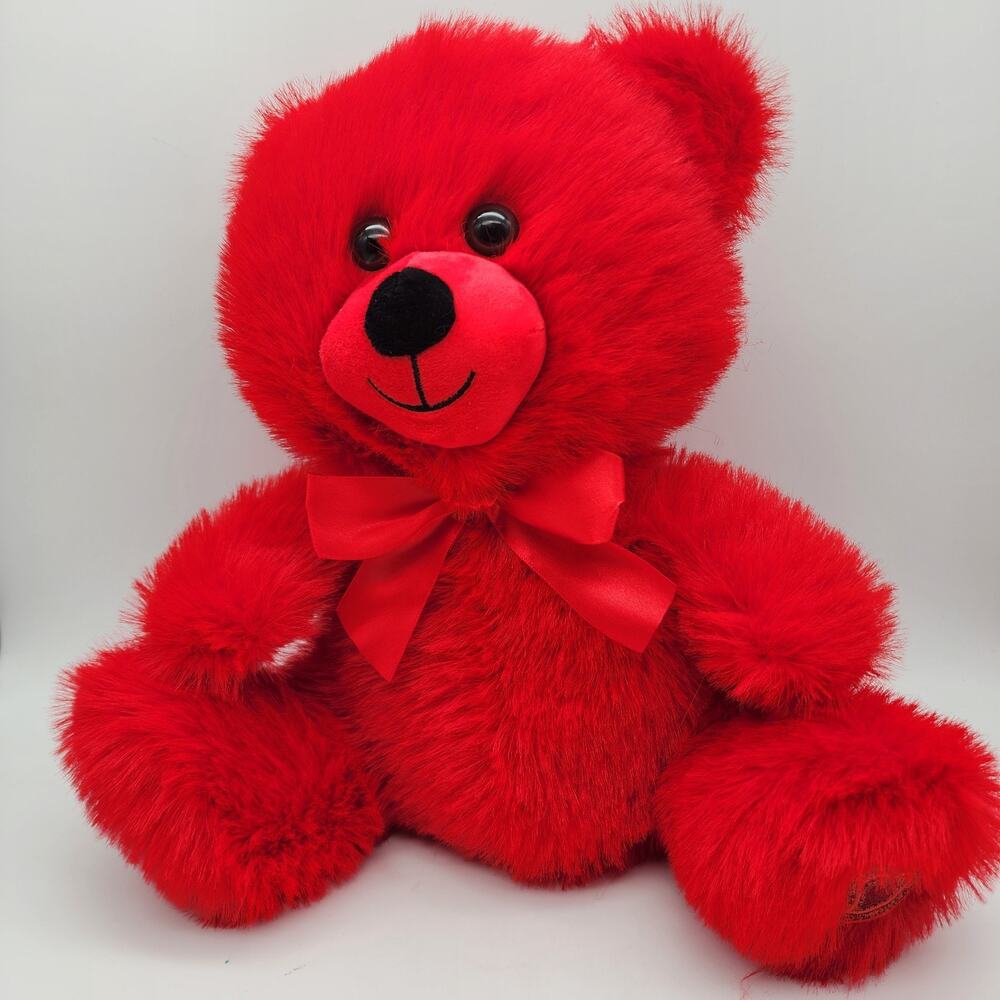 Walmart Candy Scented Red Teddy Bear Plush 14" Satin Bow Embroidered Heart 2024